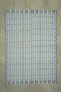 Grey Turkish Rug Gray White Turkish Kilim rug 7x10 Feet  215,315