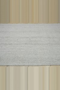 Grayish White Flat Weave Kilim Rug 7x12 Feet 216,356 - Grey Turkish Rug $i