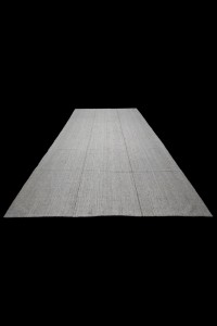 Grayish White Flat Weave Kilim Rug 7x12 Feet  216,356 - Grey Turkish Rug  $i