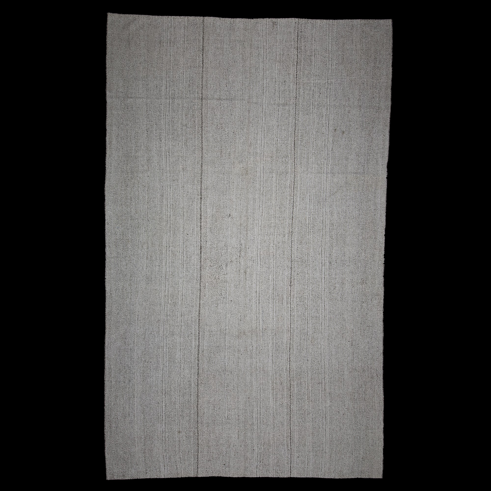 Grayish White Flat Weave Kilim Rug 7x12 Feet  216,356 - Grey Turkish Rug 