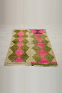Green Pink Konya Ceki Tulu Rug 107,146 - Turkish Kilim Rug  $i