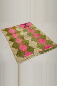 Green Pink Konya Ceki Tulu Rug 107,146 - Turkish Kilim Rug  $i