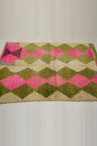 Green Pink Konya Ceki Tulu Rug 107,146 - Turkish Kilim Rug  $i