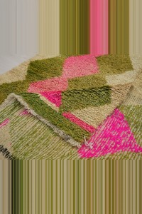 Green Pink Konya Ceki Tulu Rug 107,146 - Turkish Kilim Rug  $i