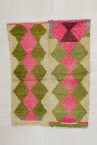 Turkish Kilim Rug Green Pink Konya Ceki Tulu Rug 107,146
