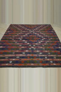 Khaki Red Kilim Rug 6x8 Feet 175,236 - Turkish Kilim Rug  $i