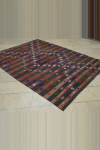 Khaki Red Kilim Rug 6x8 Feet 175,236 - Turkish Kilim Rug  $i
