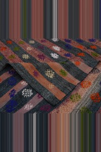 Khaki Red Kilim Rug 6x8 Feet 175,236 - Turkish Kilim Rug  $i