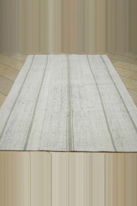 Khaki Stripe White Kilim Rug 5x8 Feet 166,260 - Grey Turkish Rug $i