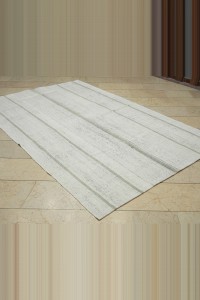 Khaki Stripe White Kilim Rug 5x8 Feet 166,260 - Grey Turkish Rug $i