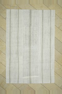 Grey Turkish Rug Khaki Stripe White Kilim Rug 5x8 Feet  166,260