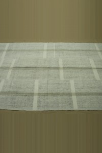 Khaki Striped White Turkish Kilim Rug 5x9 Feet  166x276 - Grey Turkish Rug  $i