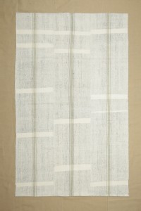 Grey Turkish Rug Khaki Striped White Turkish Kilim Rug 5x9 Feet  166x276