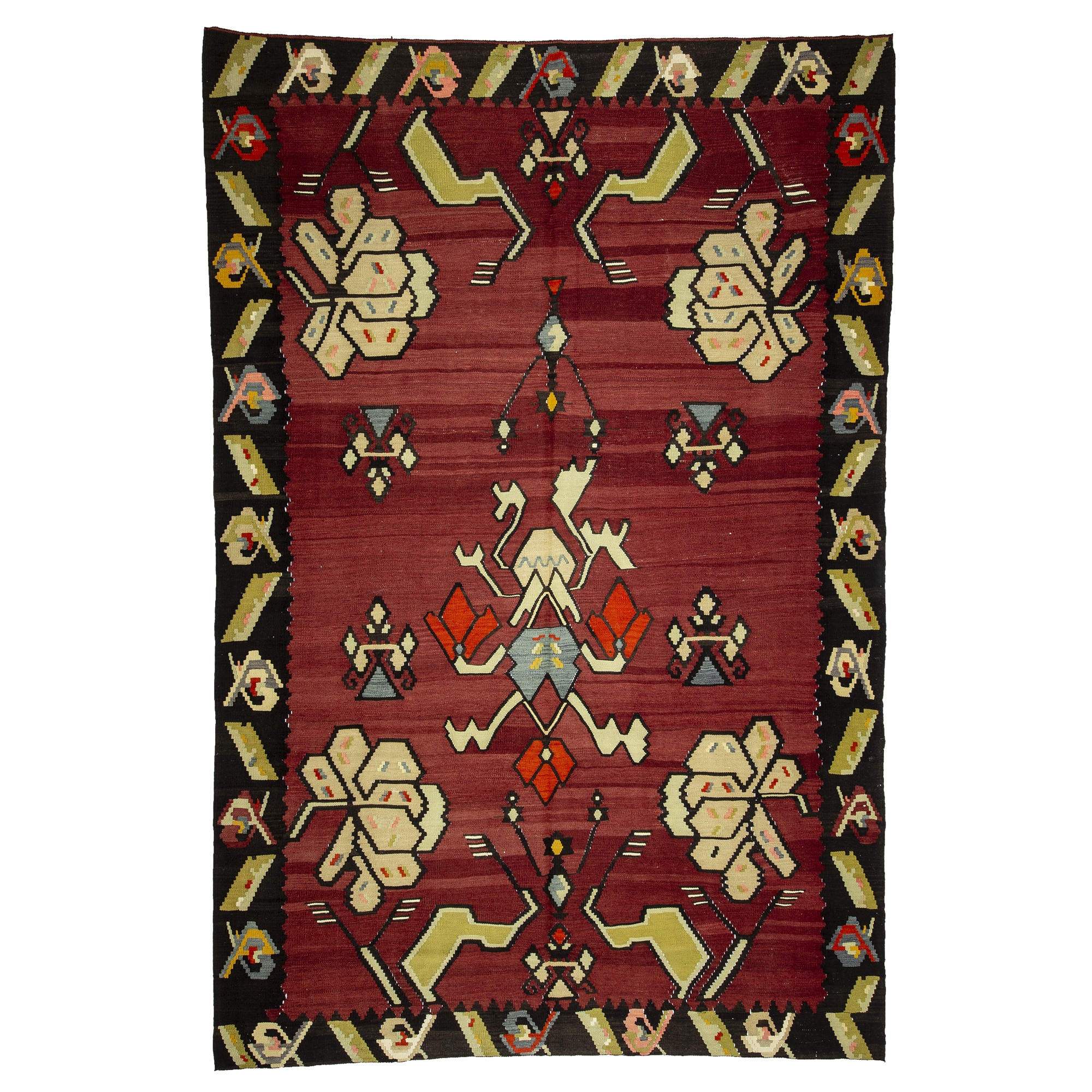 Large Red Turkish Kilim Rug 7x11 Feet 222,333 - Turkish Kilim Rug