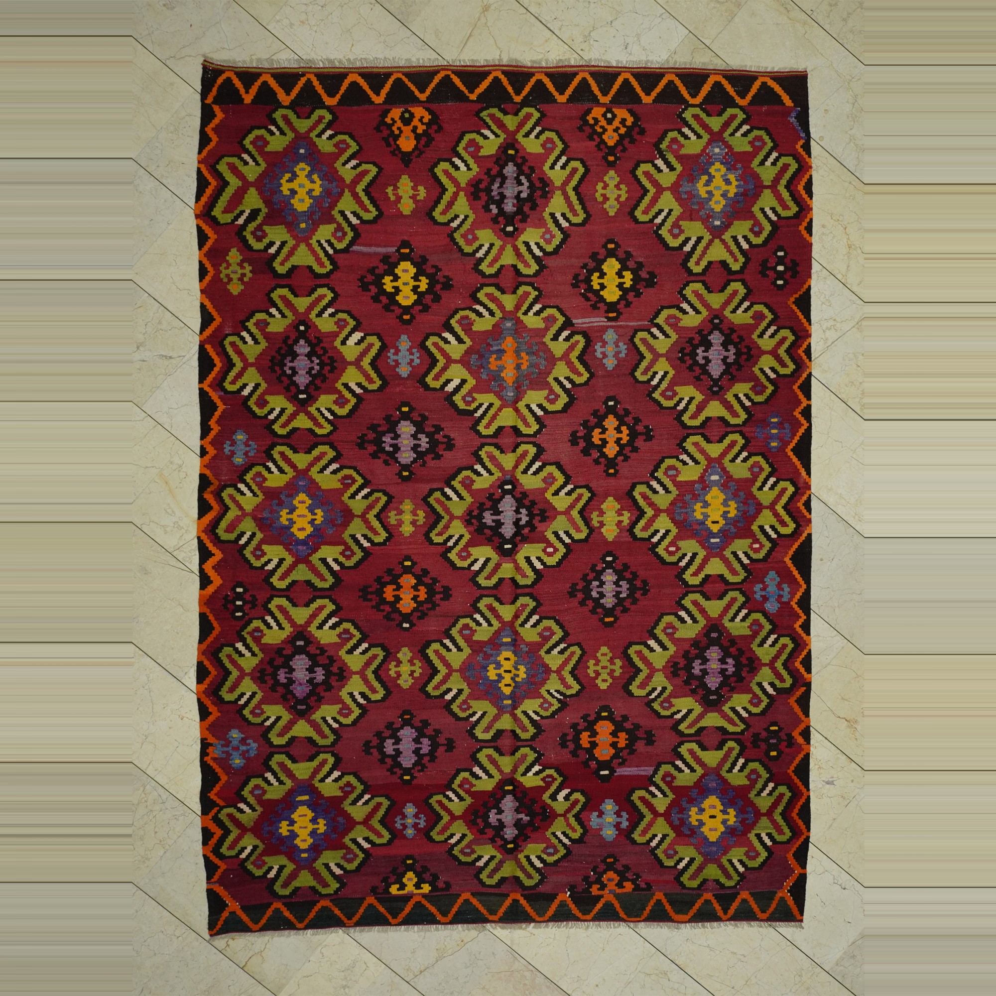 Large Turkish Kilim Rug 7x9 Feet  203,290 - Turkish Kilim Rug