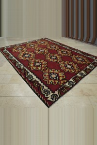 Large Turkish Red Kilim Rug 8x10 Feet  238,301 - Turkish Kilim Rug  $i
