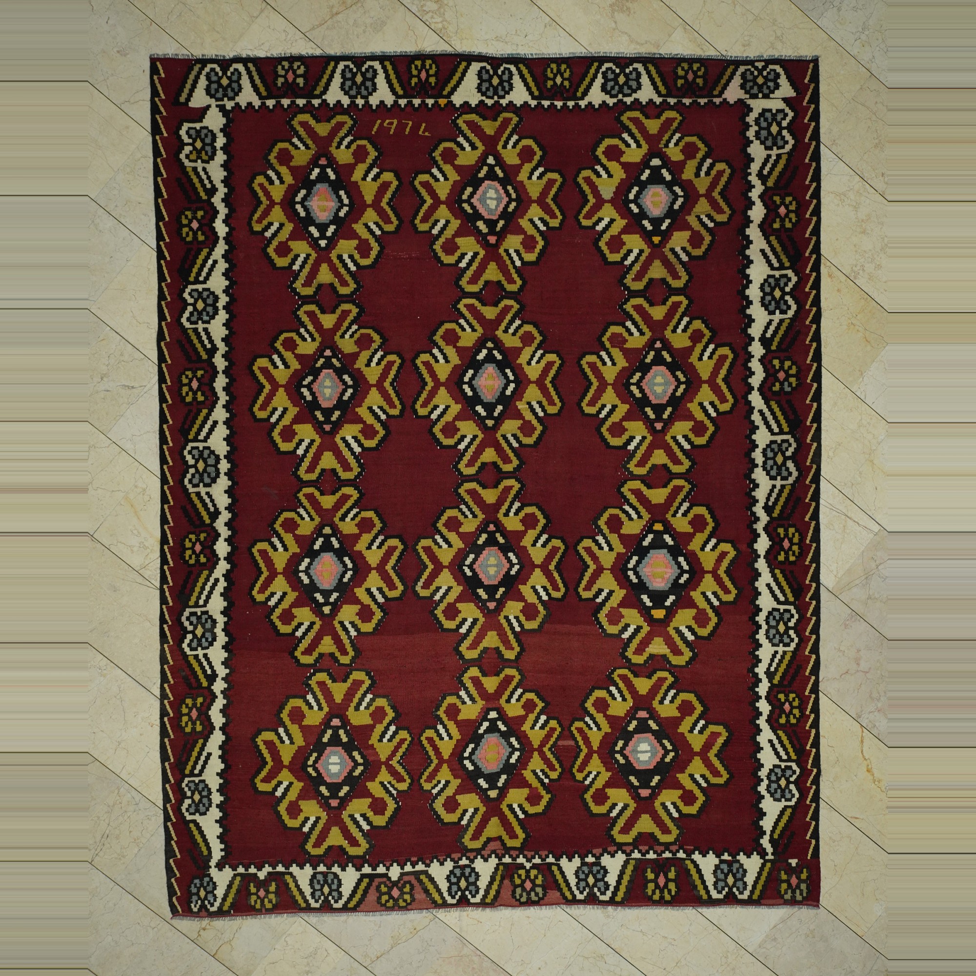 Large Turkish Red Kilim Rug 8x10 Feet  238,301 - Turkish Kilim Rug