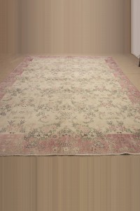Large Vintage Turkish Carpet Rug 8x11 Feet  244,340 - Oushak Rug  $i