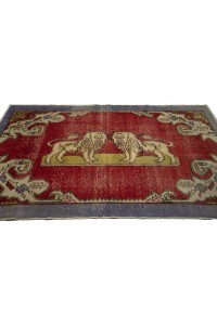 Lion Pattern Old Turkish Carpet Rug 4x7 Feet 135,220 - Turkish Carpet Rug  $i