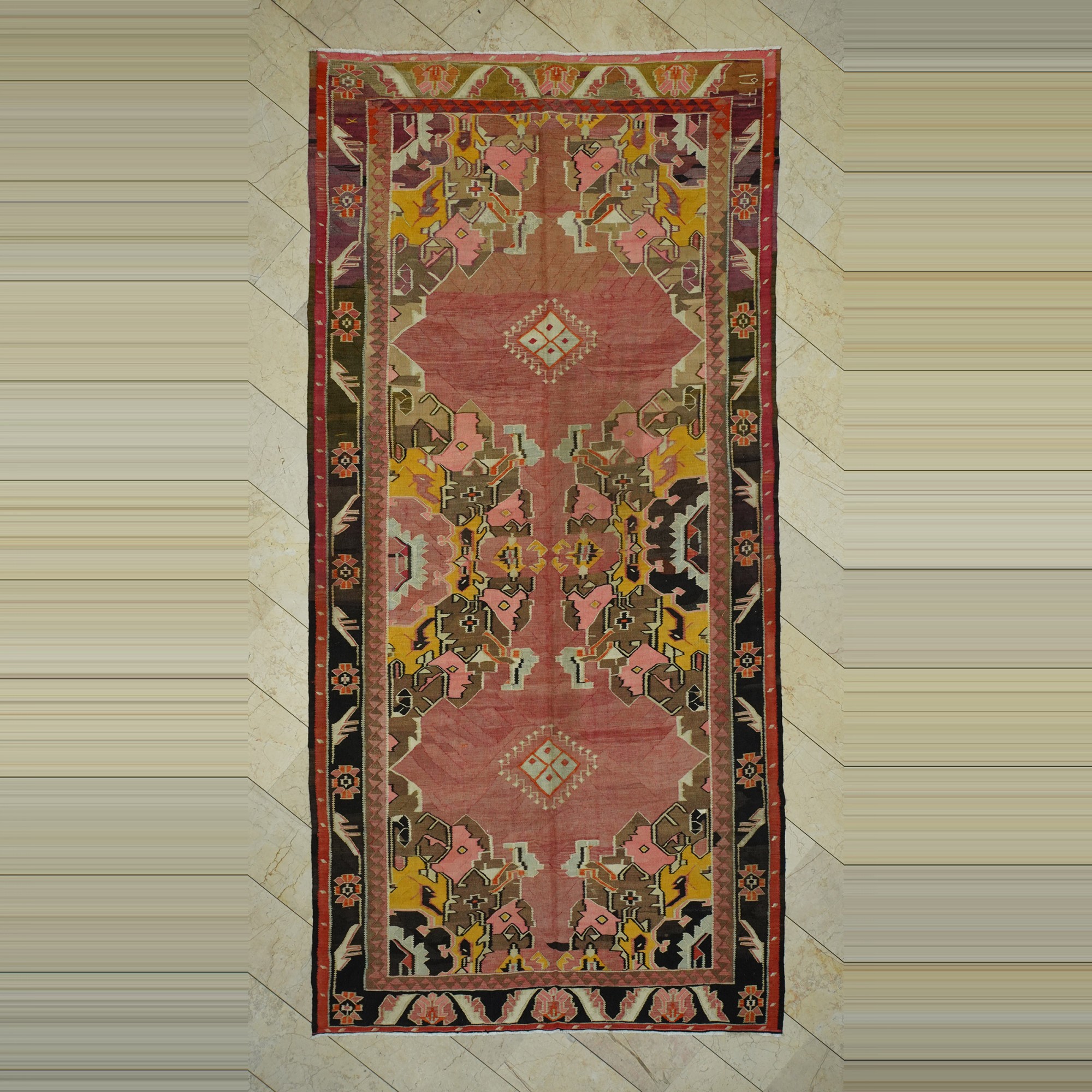 Long Large Turkish Kars Kilim Rug 6x13 188,398 - Turkish Kilim Rug