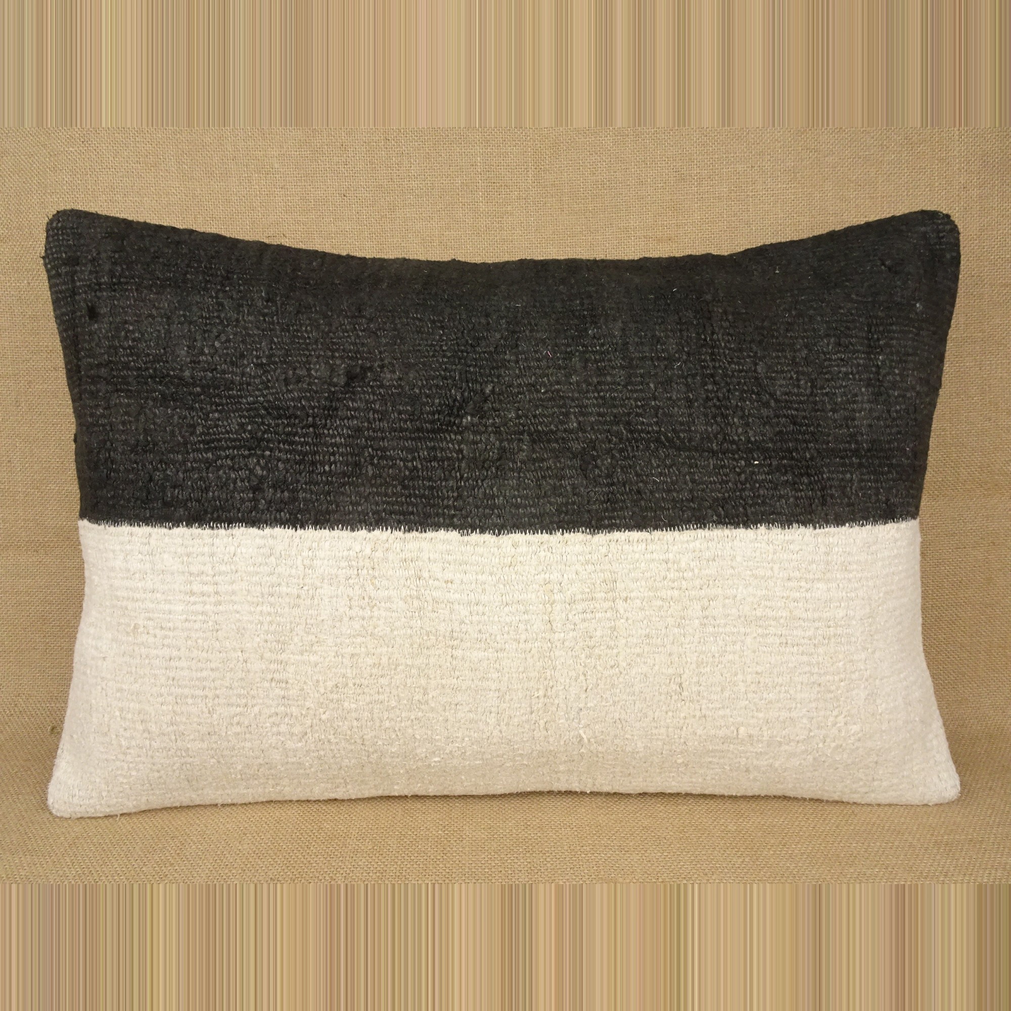 Lumbar Hemp Kilim Pillow Cover,16'x24' inch  60,40 - Turkish Kilim Pillow
