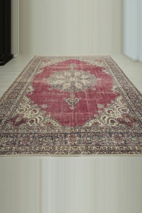 Medallion Pattern Red and Blue Oushak Rug 8x12 Feet 245,366 - Oushak Rug $i