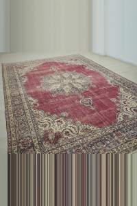 Medallion Pattern Red and Blue Oushak Rug 8x12 Feet 245,366 - Oushak Rug $i