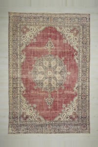 Medallion Pattern Red and Blue Oushak Rug 8x12 Feet 245,366 - Oushak Rug $i
