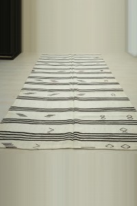 Mid Century Modern Striped Hemp Rug 6x11 194,340 - Turkish Hemp Rug $i