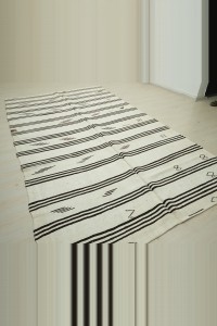 Mid Century Modern Striped Hemp Rug 6x11 194,340 - Turkish Hemp Rug $i