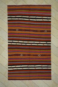Turkish Kilim Rug Minimalist Decor Striped Tavas Kilim Rug 6x11 192,330