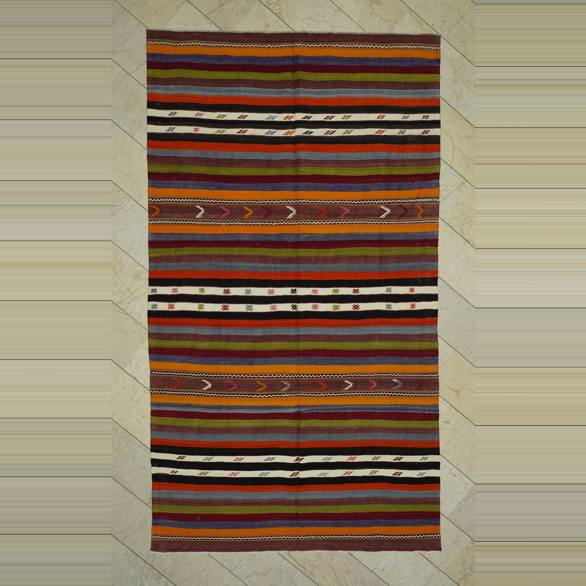 Minimalist Decor Striped Tavas Kilim Rug 6x11  195,345 - Turkish Kilim Rug