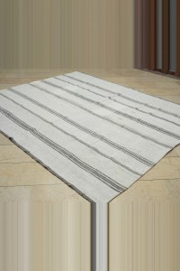 Minimalist Decor Turkish Cotton Kilim Rug 7x9  216,270 - Grey Turkish Rug  $i