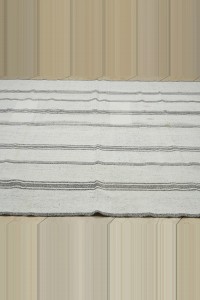 Minimalist Decor Turkish Cotton Kilim Rug 7x9  216,270 - Grey Turkish Rug  $i