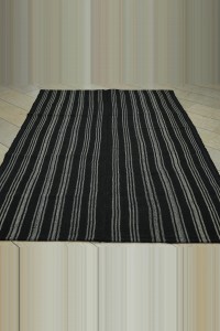 Modern Black And Gray Turkish Kilim rug 6x9 182,260 - Goat Hair Rug $i