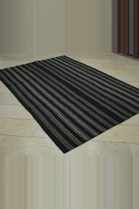 Modern Black And Gray Turkish Kilim rug 6x9 182,260 - Goat Hair Rug $i