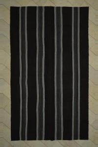 Modern Black And White Turkish Kilim rug 7x12 Feet  215,370 - Goat Hair Rug  $i