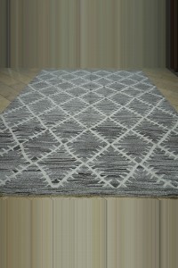 Modern Gray And White Turkish Kilim Rug 9x12 Feet 278,380 - Grey Turkish Rug  $i