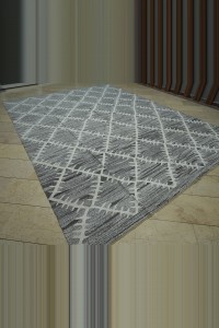 Modern Gray And White Turkish Kilim Rug 9x12 Feet 278,380 - Grey Turkish Rug  $i