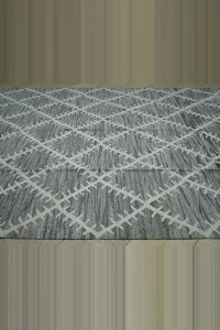 Modern Gray And White Turkish Kilim Rug 9x12 Feet 278,380 - Grey Turkish Rug  $i