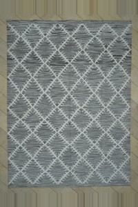 Modern Gray And White Turkish Kilim Rug 9x12 Feet 278,380 - Grey Turkish Rug  $i