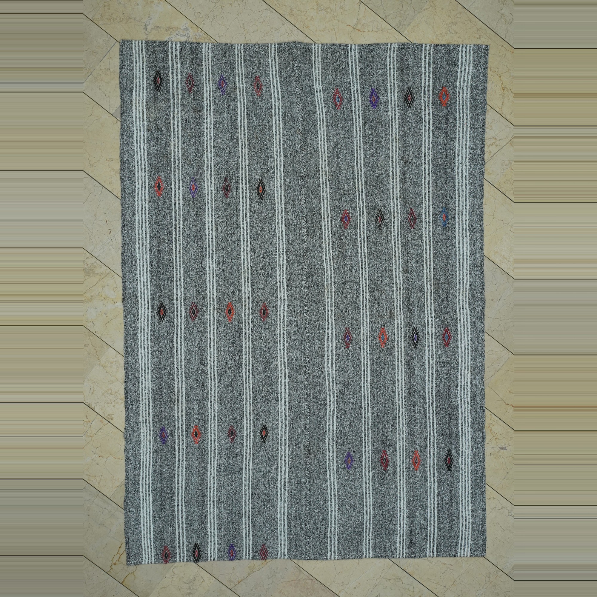 Modern Turkish Grey Rug 6x9 Feet 184,263 - Grey Turkish Rug