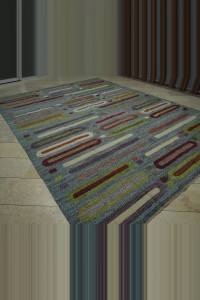 Modern Vintage Turkish Flat Weave Kilim Rug 9x12 Feet 282,375 - Grey Turkish Rug $i