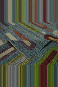 Modern Vintage Turkish Flat Weave Kilim Rug 9x12 Feet 282,375 - Grey Turkish Rug $i