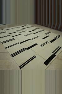 Morroccon Style Turkish Black And White Kilim Rug 10x12 Feet  300,380 - Turkish Natural Rug  $i