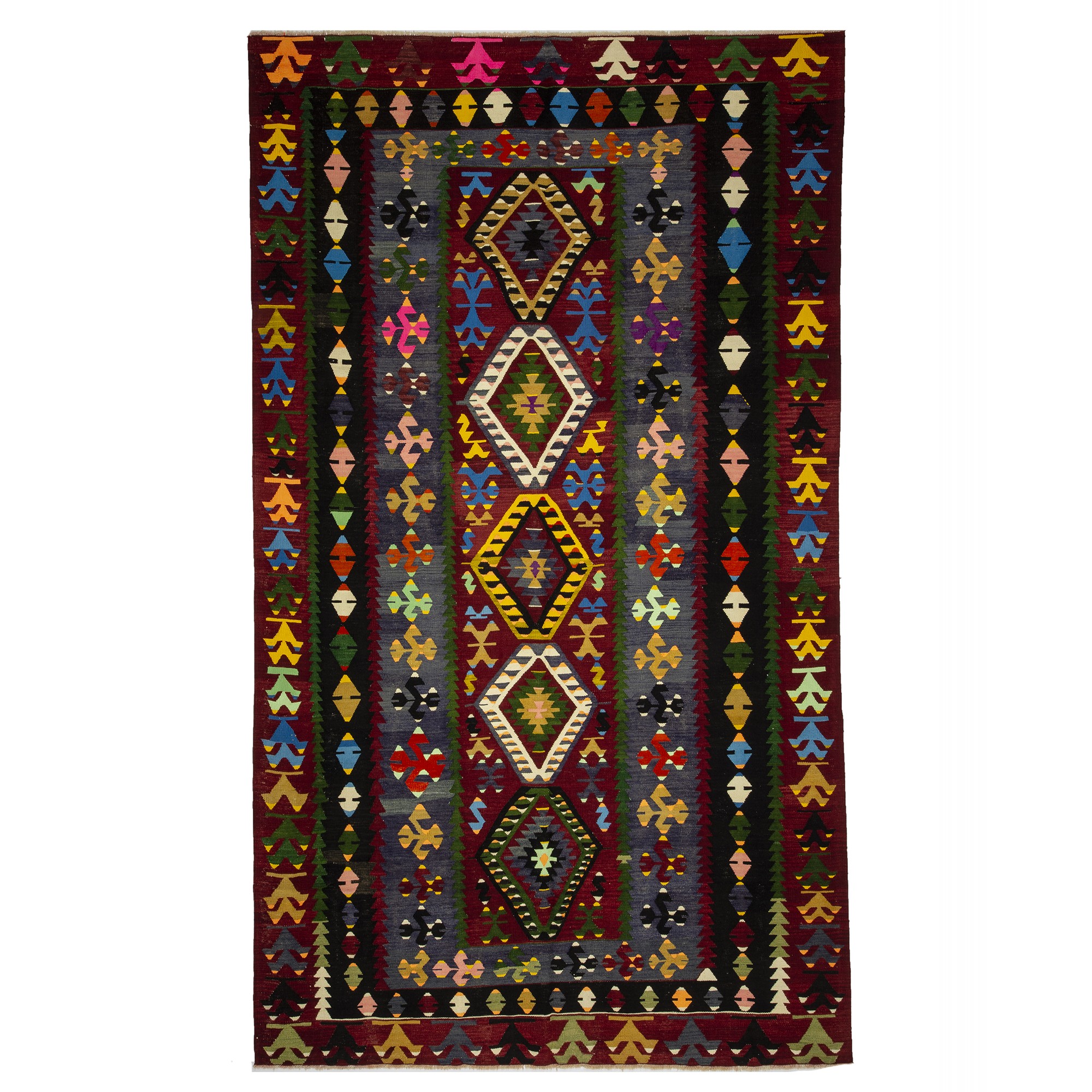 Multi Color Turkish Kilim Rug 6x10 190,325 - Turkish Kilim Rug