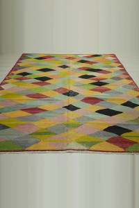 Multi Colors Turkish Kilim Rug 7x9 Feet 218,276 - Turkish Kilim Rug  $i