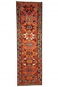 Turkish Rug Runner Multicoloured Turkish Kilim Rug 3x11 Feet 98,324