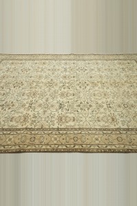 Natural Beige Brown Turkish Carpet Rug 7x10 Feet 216,312 - Oushak Rug $i