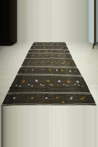 Natural Brown Goat Hair Kilim Rug 5x11 152,337 - Goat Hair Rug $i